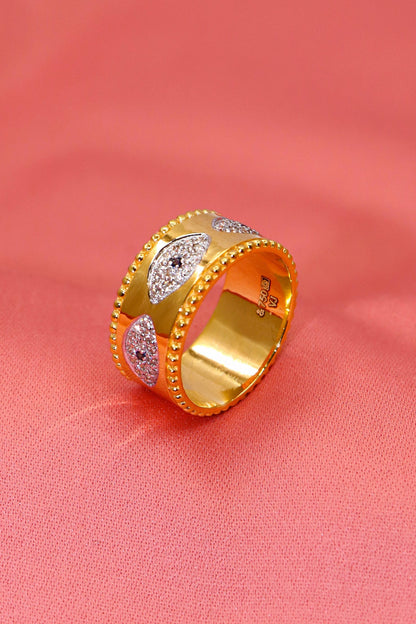 Designer Wedding Finger Band Gold Ring - SurabhiJewels