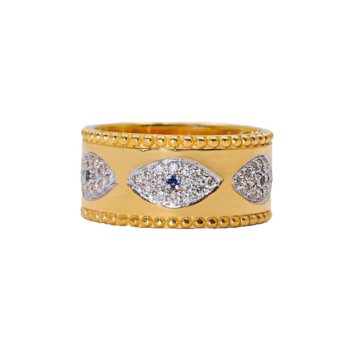 Designer Wedding Finger Band Gold Ring - SurabhiJewels