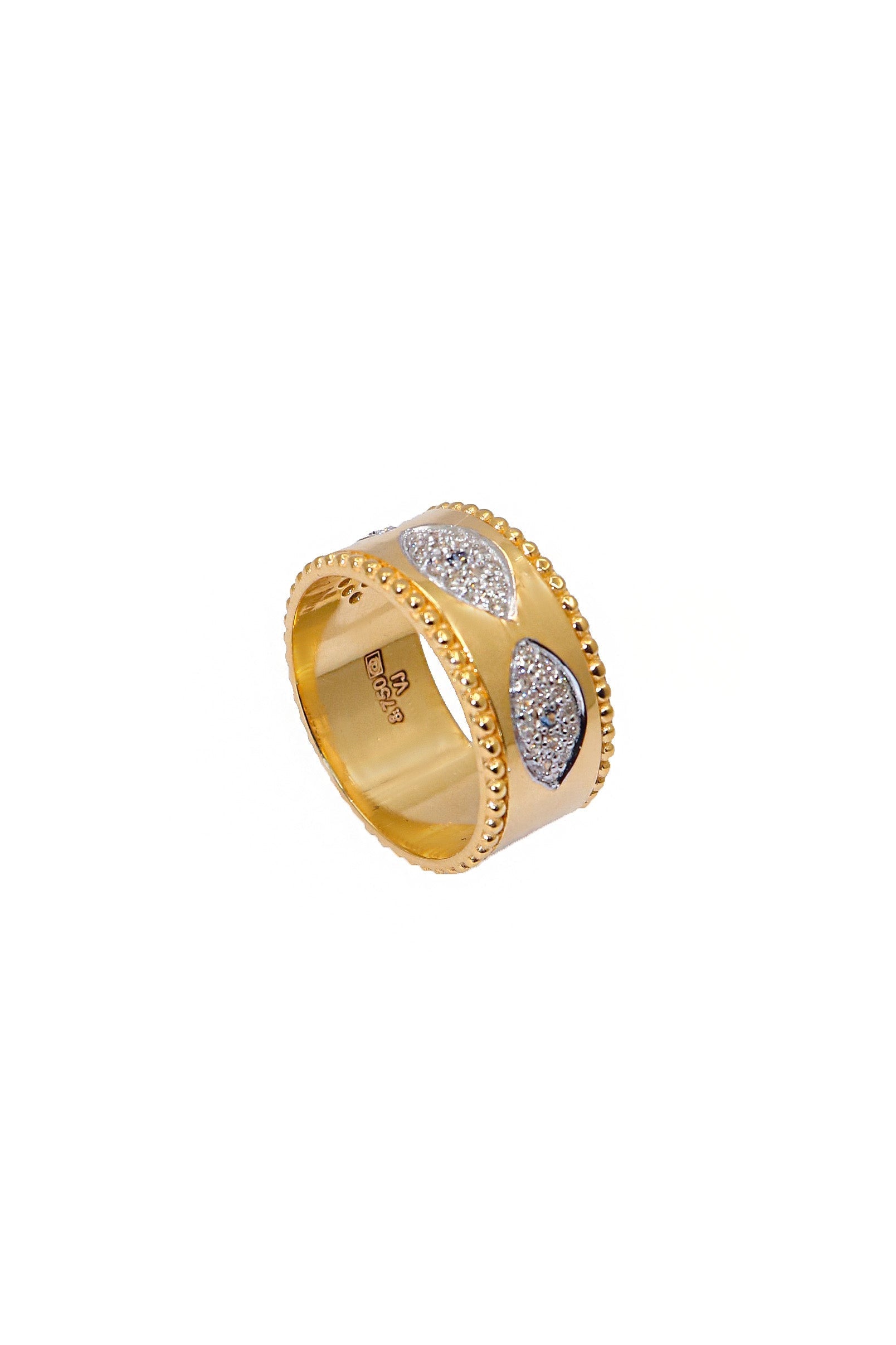 Designer Wedding Finger Band Gold Ring - SurabhiJewels