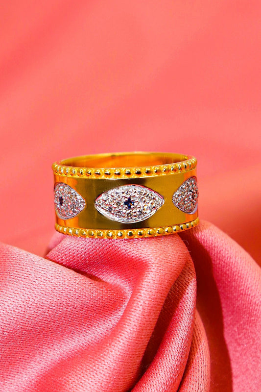 Designer Wedding Finger Band Gold Ring - SurabhiJewels