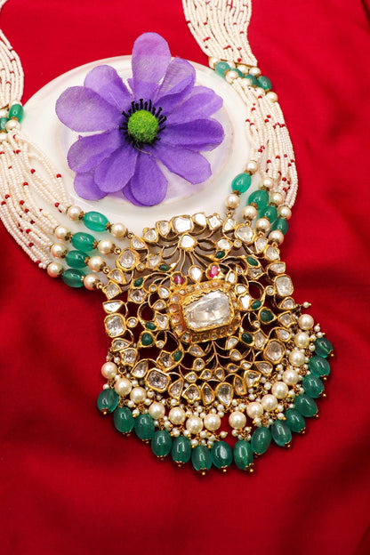 Devendra Kumari Necklace : Minakari Art Royal Enchantment Queen Necklace Set Jewelry - SurabhiJewels