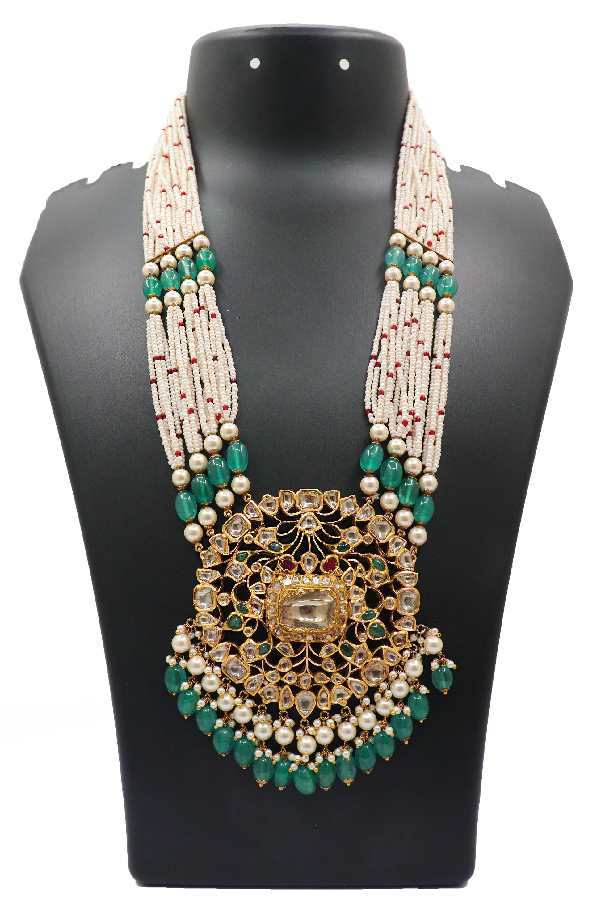 Devendra Kumari Necklace : Minakari Art Royal Enchantment Queen Necklace Set Jewelry - SurabhiJewels