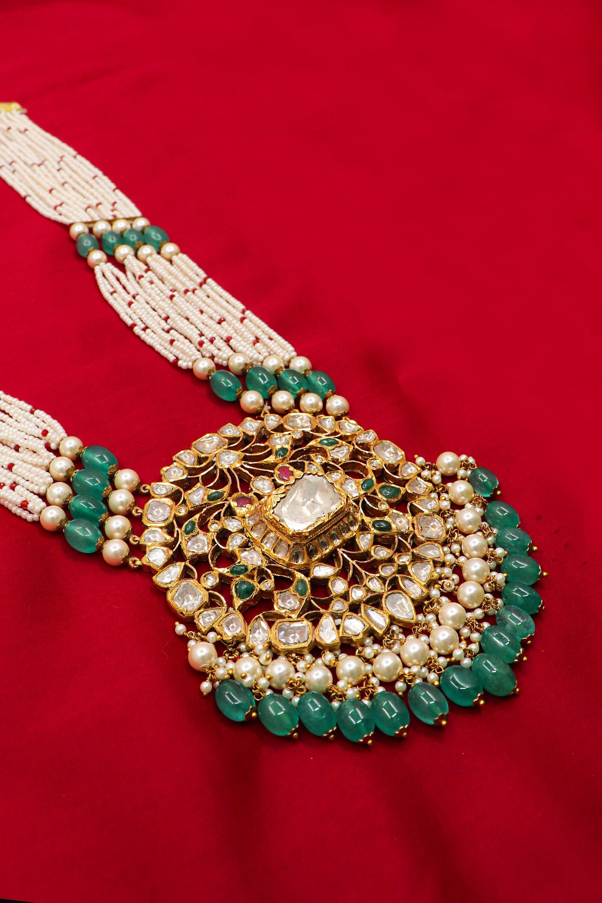 Devendra Kumari Necklace : Minakari Art Royal Enchantment Queen Necklace Set Jewelry - SurabhiJewels