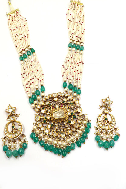 Devendra Kumari Necklace : Minakari Art Royal Enchantment Queen Necklace Set Jewelry - SurabhiJewels