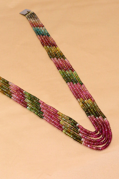 Dharini Necklace : MULTI SAPPHIRE Radiance Gemstone Layering Necklaces - SurabhiJewels