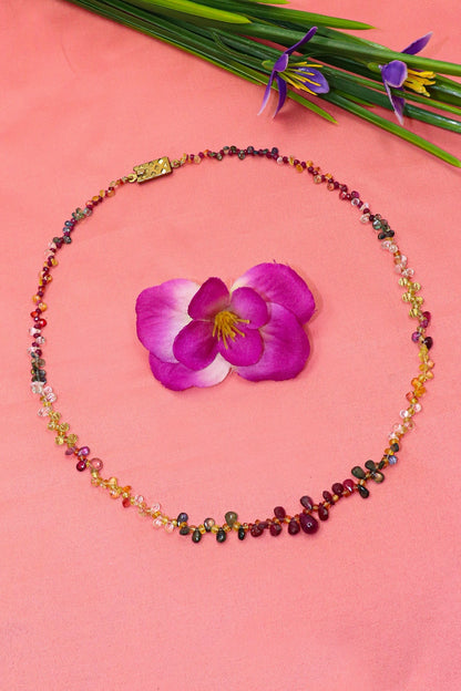 Diksha Necklace : MULTI SAPPHIRE Single Line Necklace - SurabhiJewels