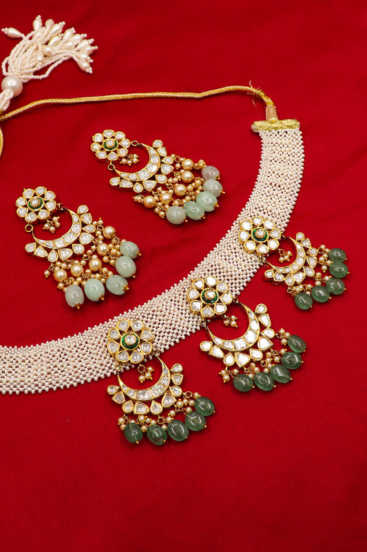 Divyanshi Necklace : Diamond And Emerald Necklace Wedding Bridal Necklace Jewelry - SurabhiJewels