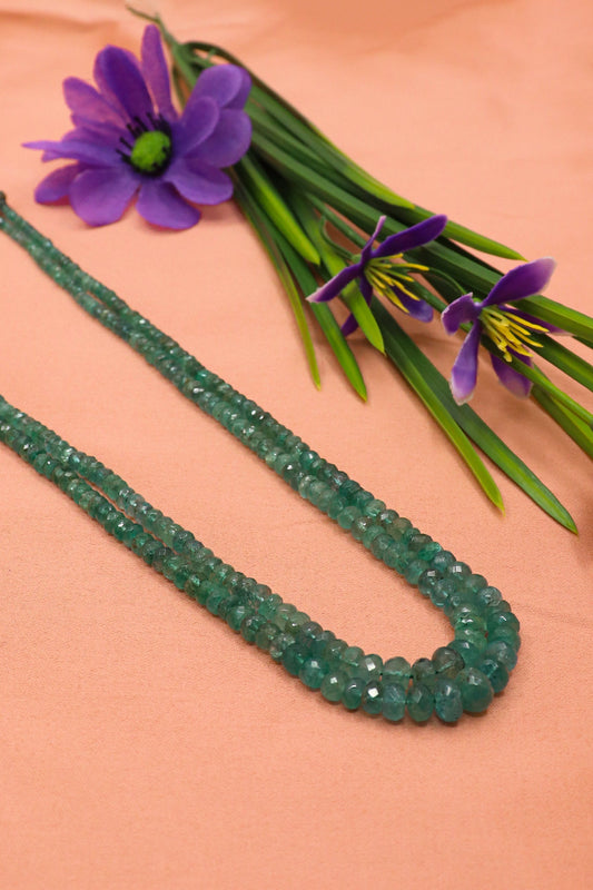 Durgavati Necklace : Majestic Aura EMERALD Gemstone Beads Necklace - SurabhiJewels