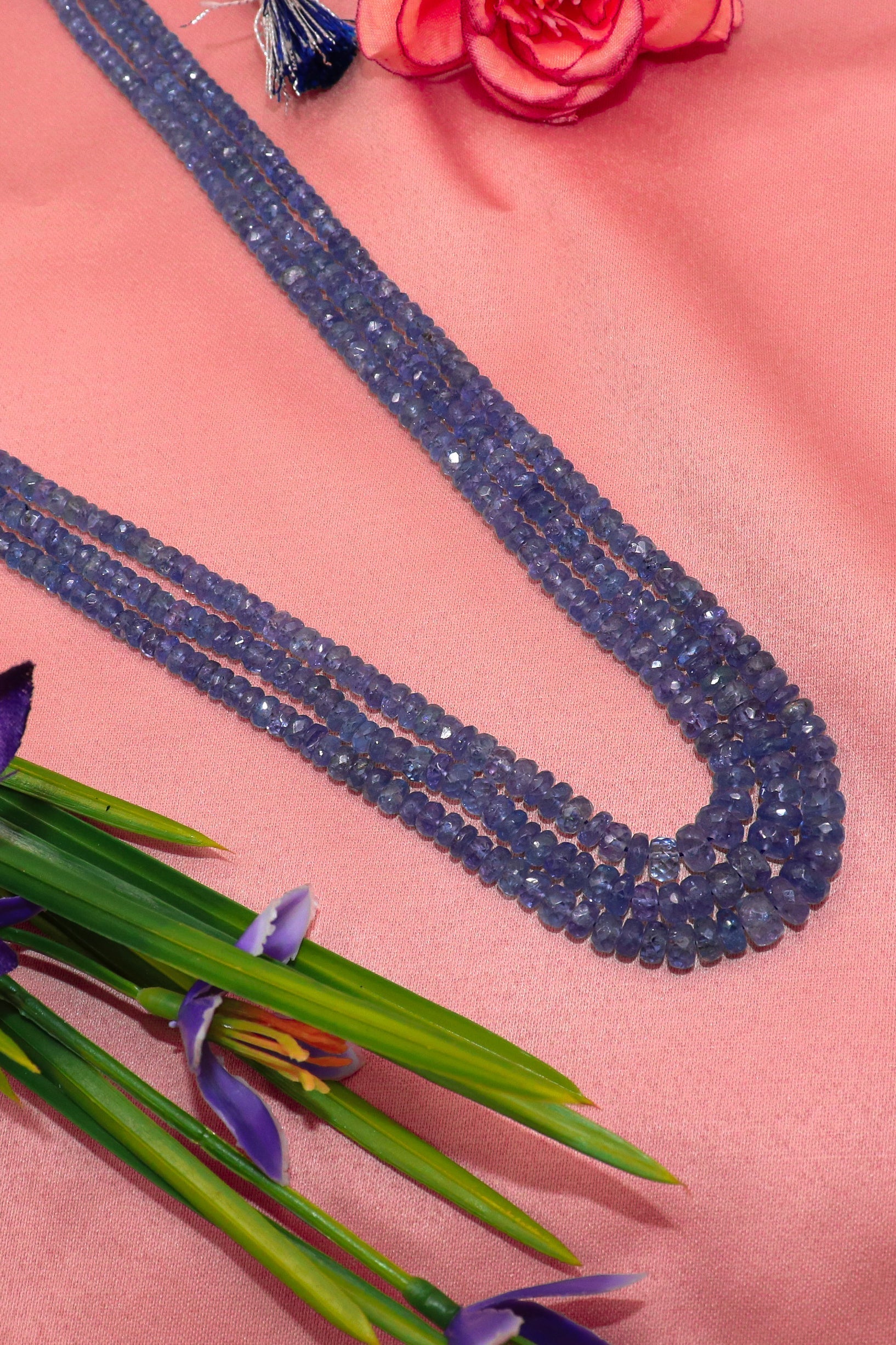 Gauri Necklace : Tanzanite Gemstone layered Necklace - SurabhiJewels