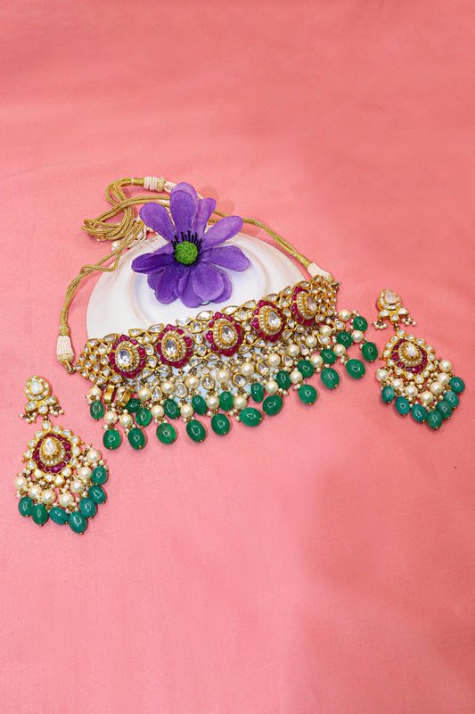 Gayatri Devi Necklace : Exquisite Royal Touch Gemstone Necklace Timeless Elegance Jewelry - SurabhiJewels