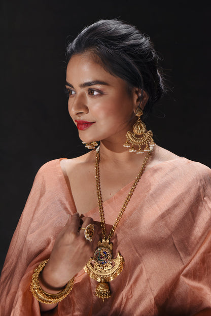 HALF MOON PEACOCK NECKLACE - SurabhiJewels