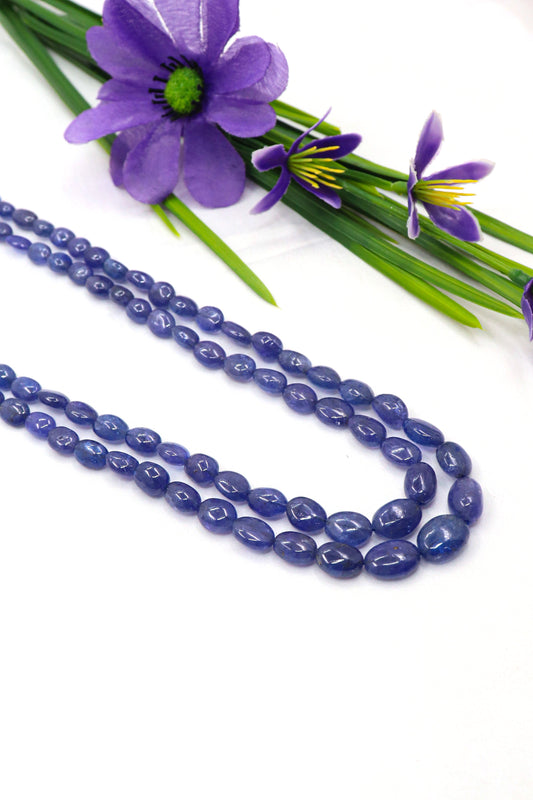 Jyotsna Necklace : Stunning Long Layered Necklace with Tanzanite Gemstones Timeless Addition to Your Jewelry Collection - SurabhiJewels