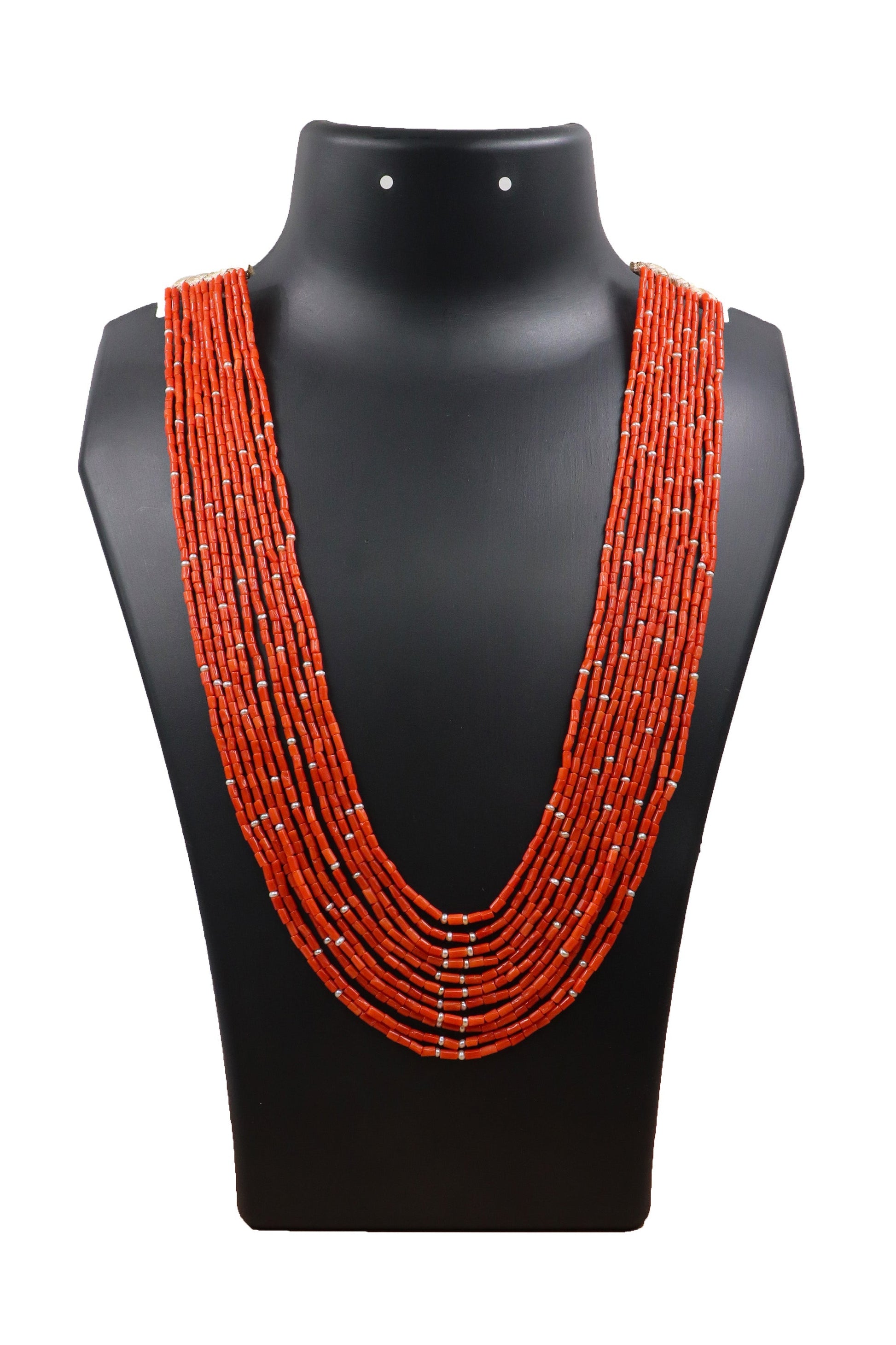 Kanya Necklace : Coral with Pearl Gemstone Beaded Layering Daily Necklaces Jewelry - SurabhiJewels