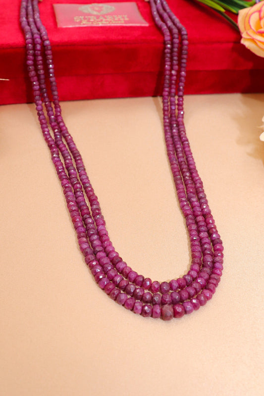 Kanya Necklace : Ruby Gemstone String Necklace - SurabhiJewels