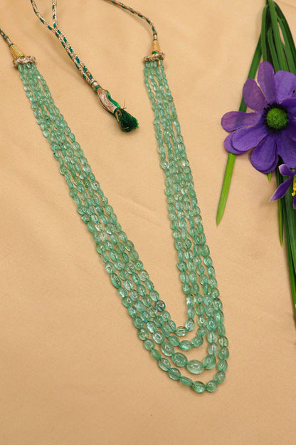 Lalita Necklace : Emerald Gemstone Double Layer Necklace For Any Occasion - SurabhiJewels