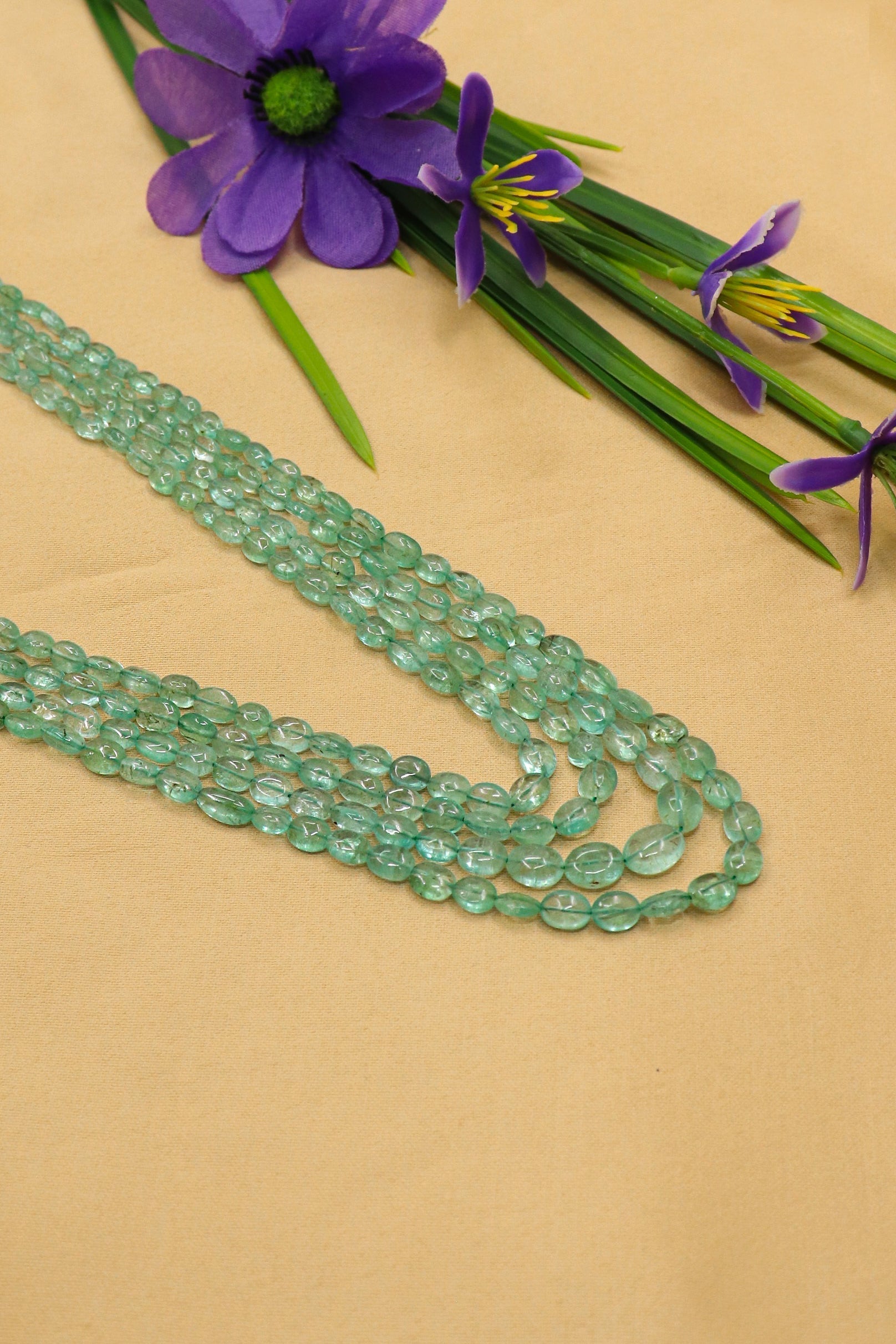 Lalita Necklace : Emerald Gemstone Double Layer Necklace For Any Occasion - SurabhiJewels