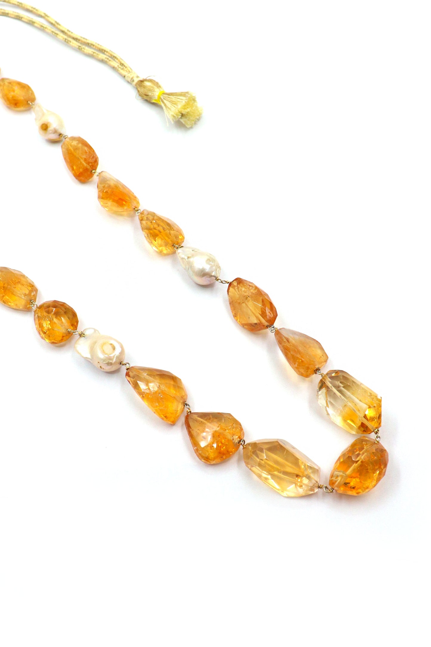 Madhavi Necklace : MODERN CUT Citrine Gemstone Necklace - SurabhiJewels