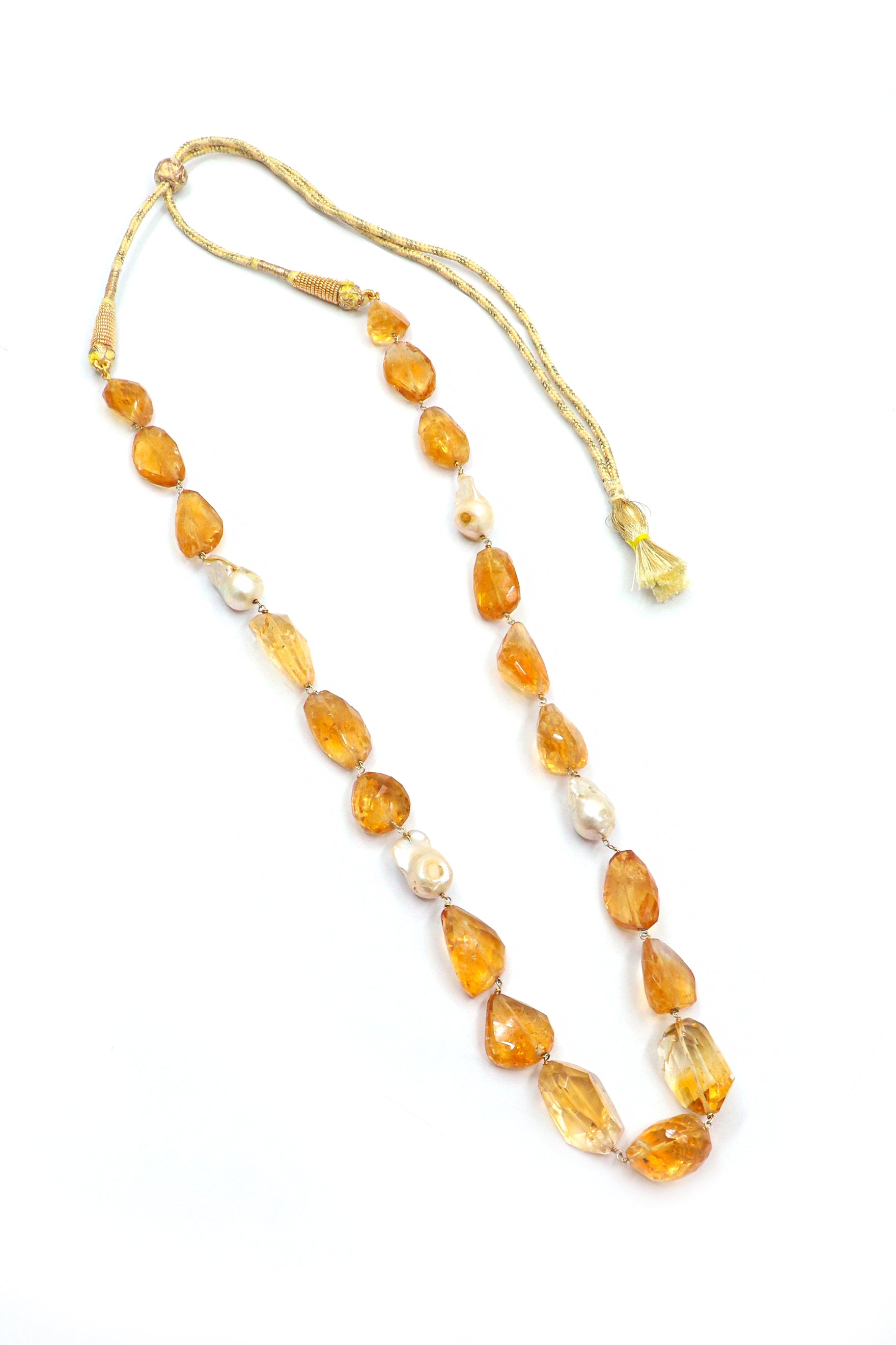 Madhavi Necklace : MODERN CUT Citrine Gemstone Necklace - SurabhiJewels