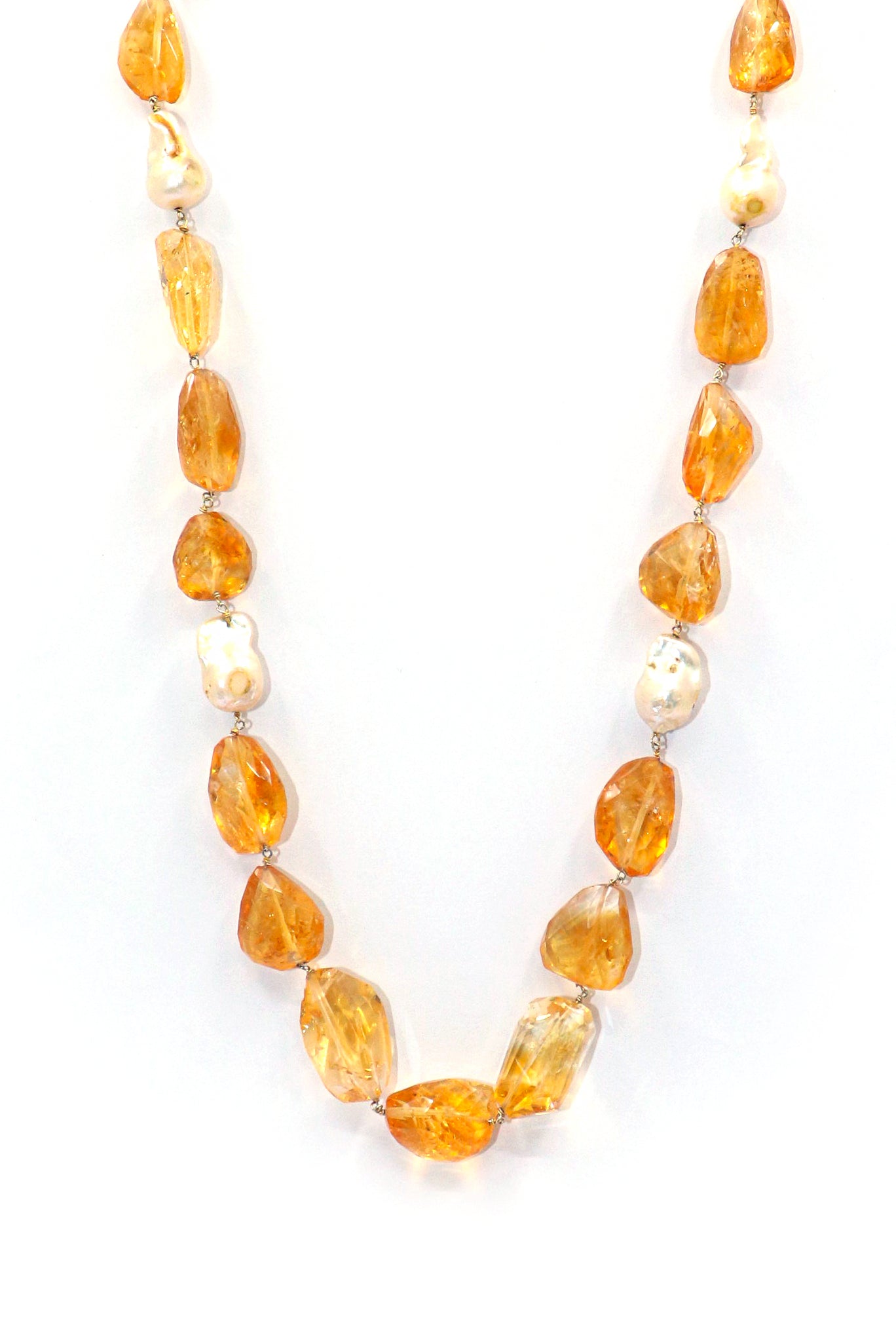 Madhavi Necklace : MODERN CUT Citrine Gemstone Necklace - SurabhiJewels