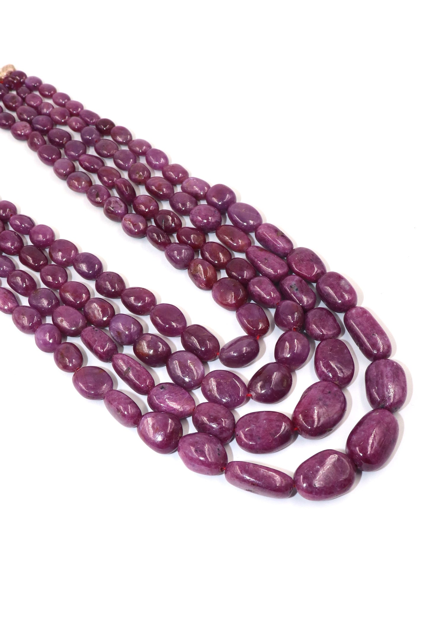 Mahadevi Necklace : Ruby Gemstone Four Layer Beaded Necklace Jelwery - SurabhiJewels