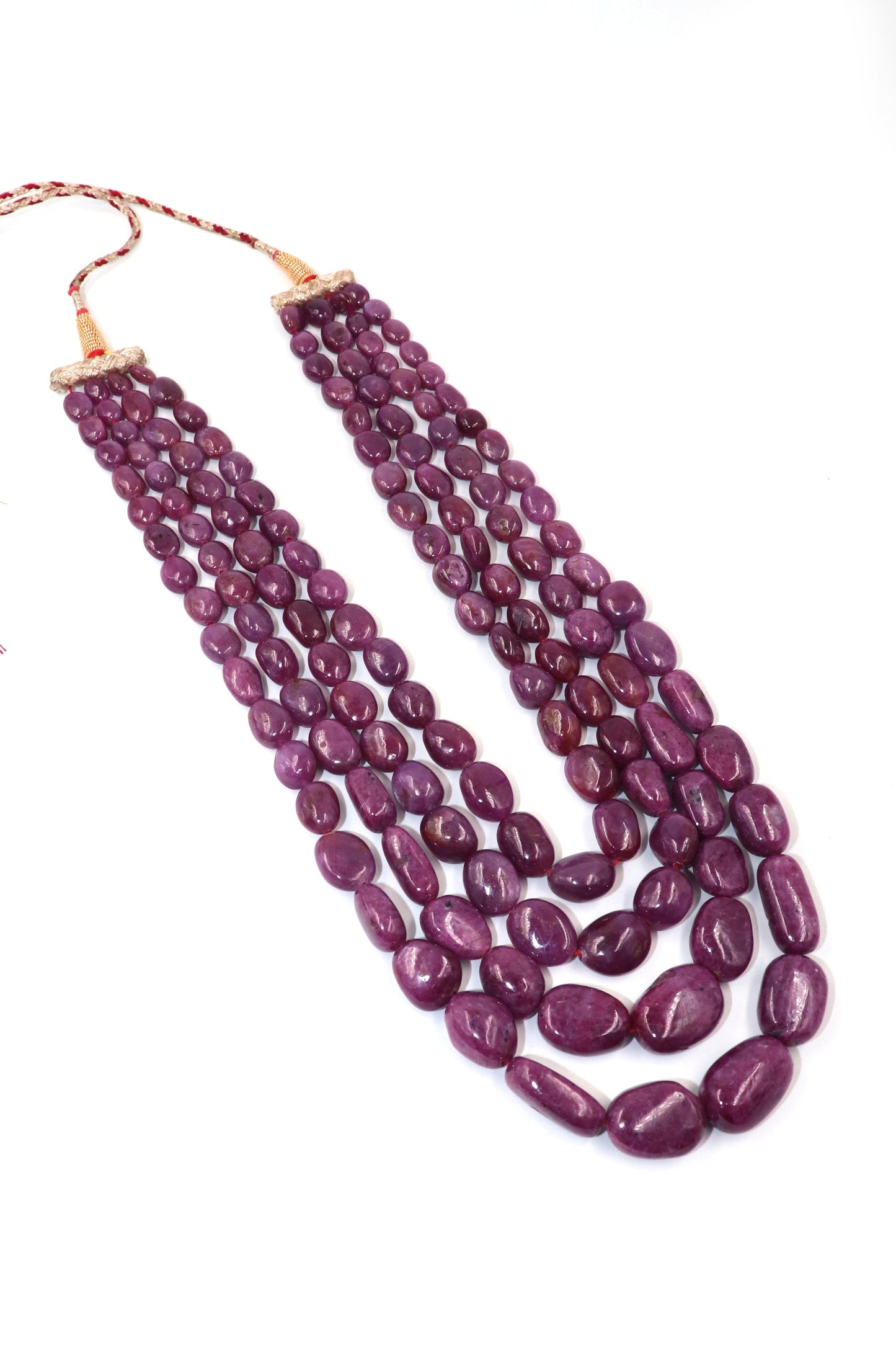 Mahadevi Necklace : Ruby Gemstone Four Layer Beaded Necklace Jelwery - SurabhiJewels