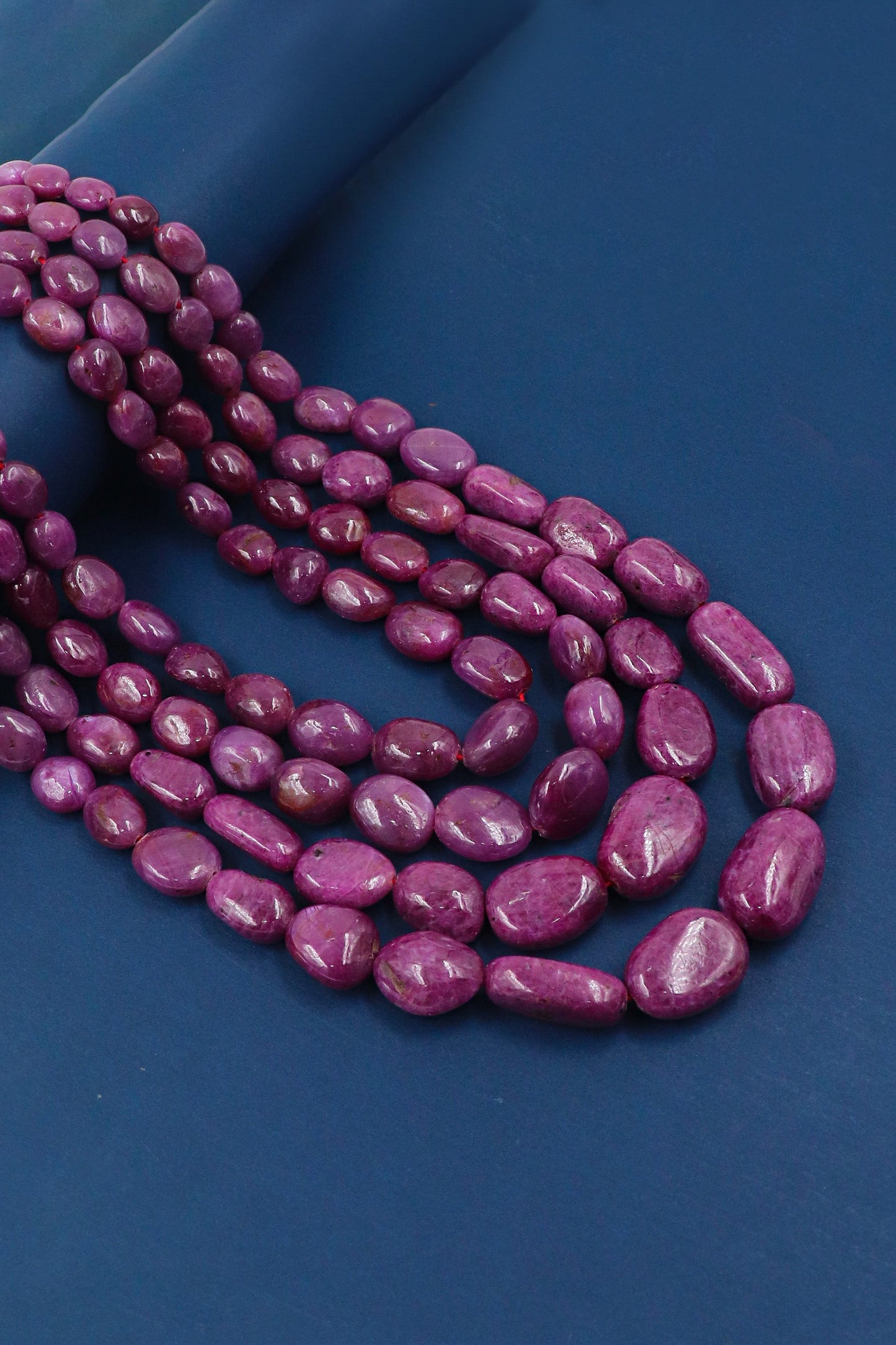 Mahadevi Necklace : Ruby Gemstone Four Layer Beaded Necklace Jelwery - SurabhiJewels