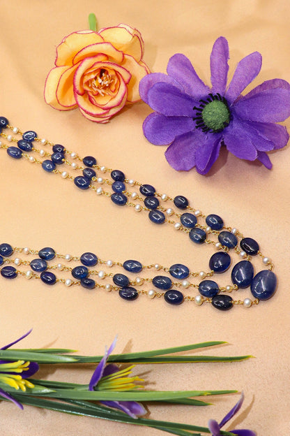 Mohini Necklace : Witty Tanzanite, South SEA Pearl Necklace - SurabhiJewels