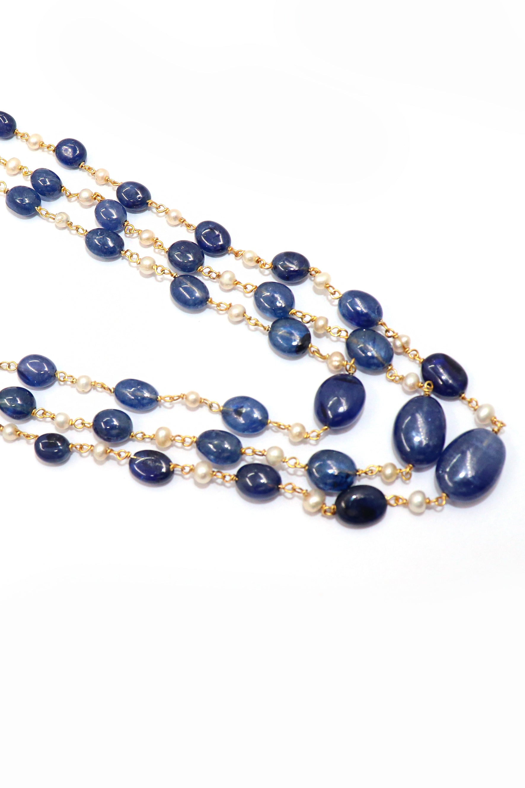 Mohini Necklace : Witty Tanzanite, South SEA Pearl Necklace - SurabhiJewels