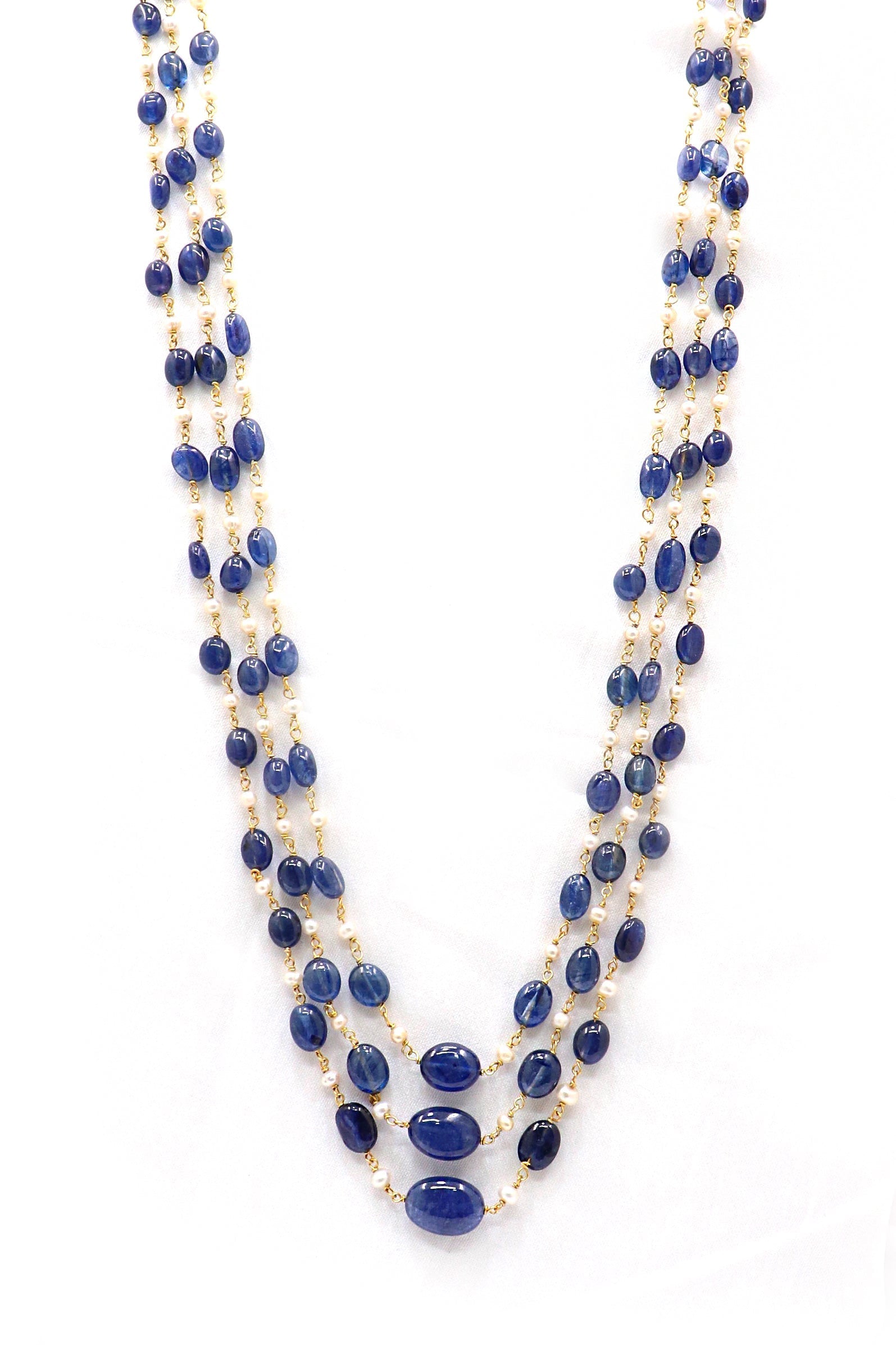 Mohini Necklace : Witty Tanzanite, South SEA Pearl Necklace - SurabhiJewels