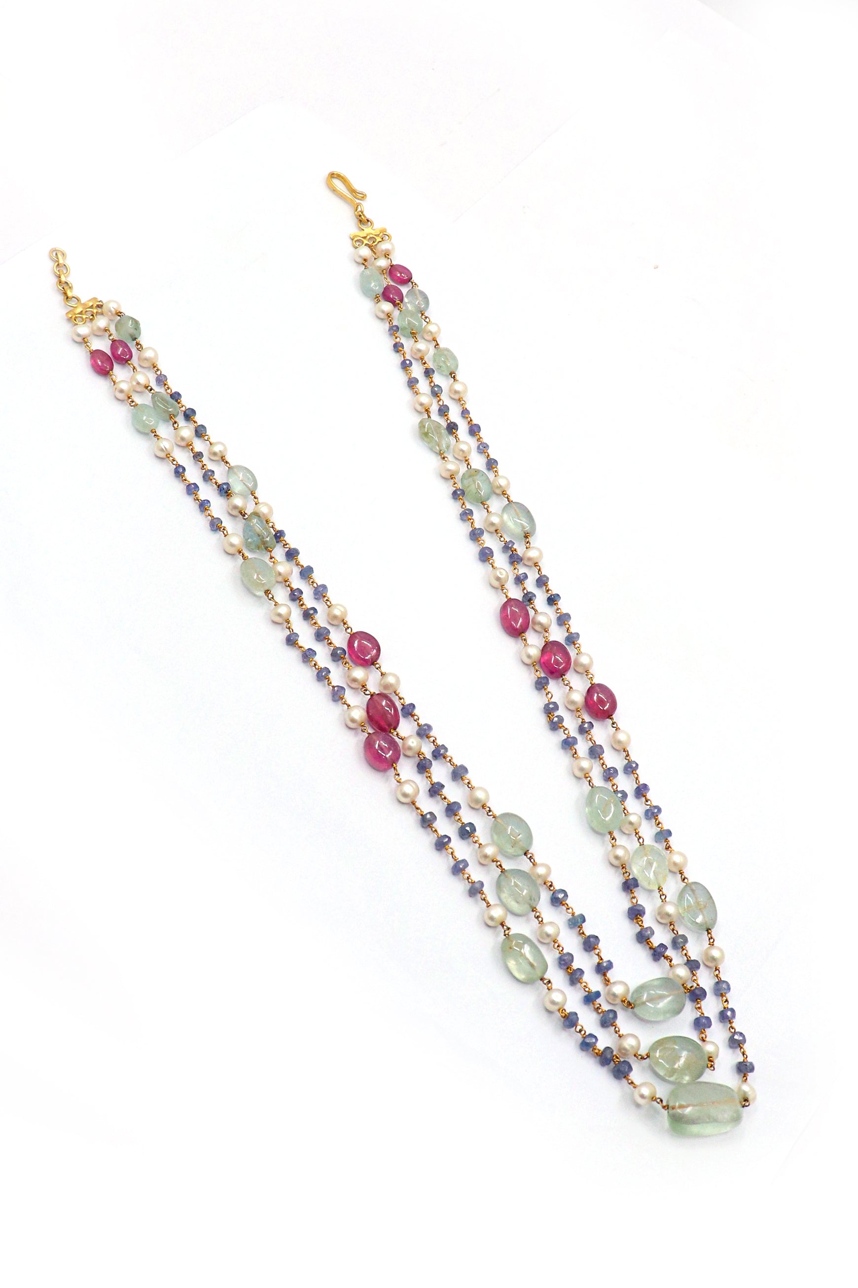 Nandita Necklace : Multi Gemstone Layering Ultimate Style Upgrade Necklaces - SurabhiJewels