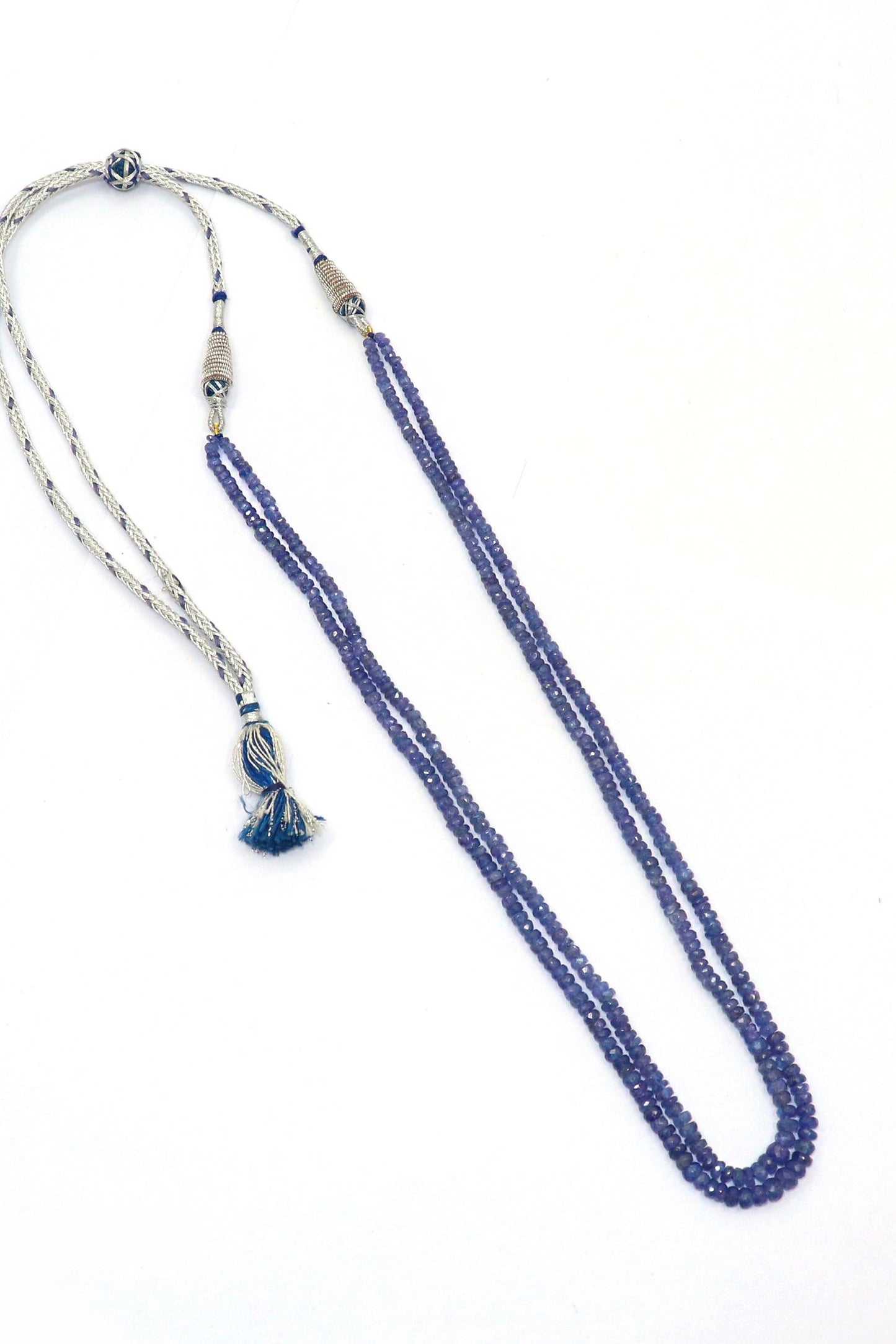 Pavani Necklace : Tanzanite Gemstone Two Layer Necklace - SurabhiJewels