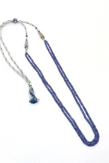 Pavani Necklace : Tanzanite Gemstone Two Layer Necklace - SurabhiJewels