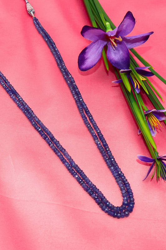 Pavani Necklace : Tanzanite Gemstone Two Layer Necklace - SurabhiJewels