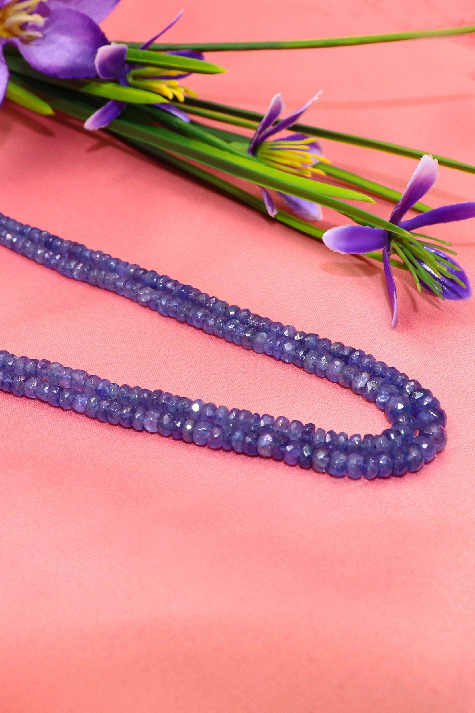 Pavani Necklace : Tanzanite Gemstone Two Layer Necklace - SurabhiJewels