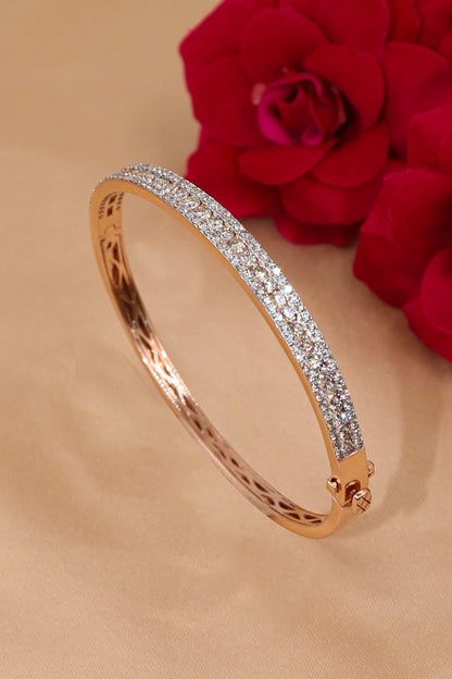 Rose Gold Diamond Bangle Cum Bracelet Wedding Jewelry - SurabhiJewels