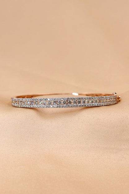 Rose Gold Diamond Bangle Cum Bracelet Wedding Jewelry - SurabhiJewels