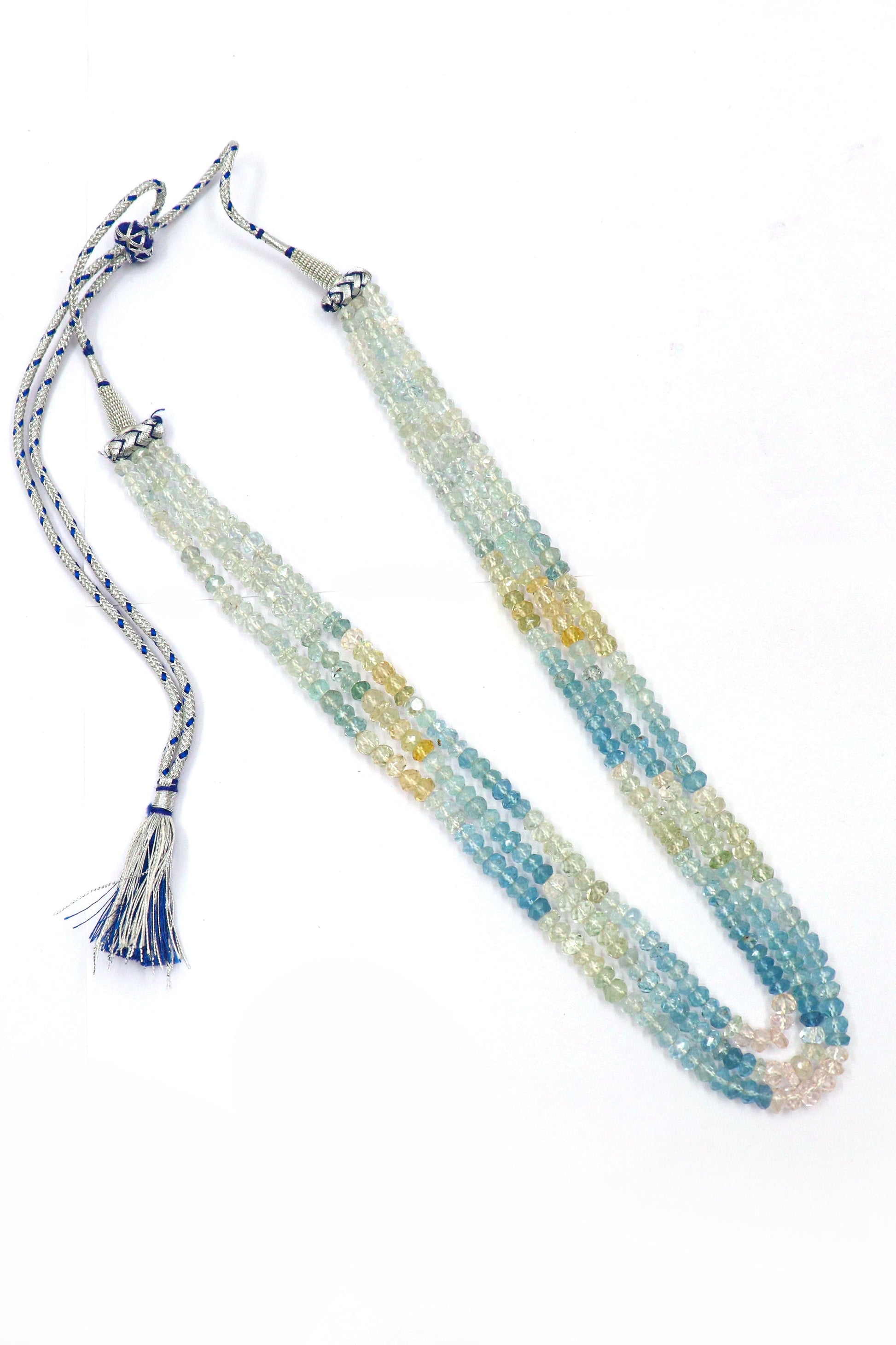 Shanta Necklace : AQUAMARINE Gemstone Multi Layer Necklace - SurabhiJewels