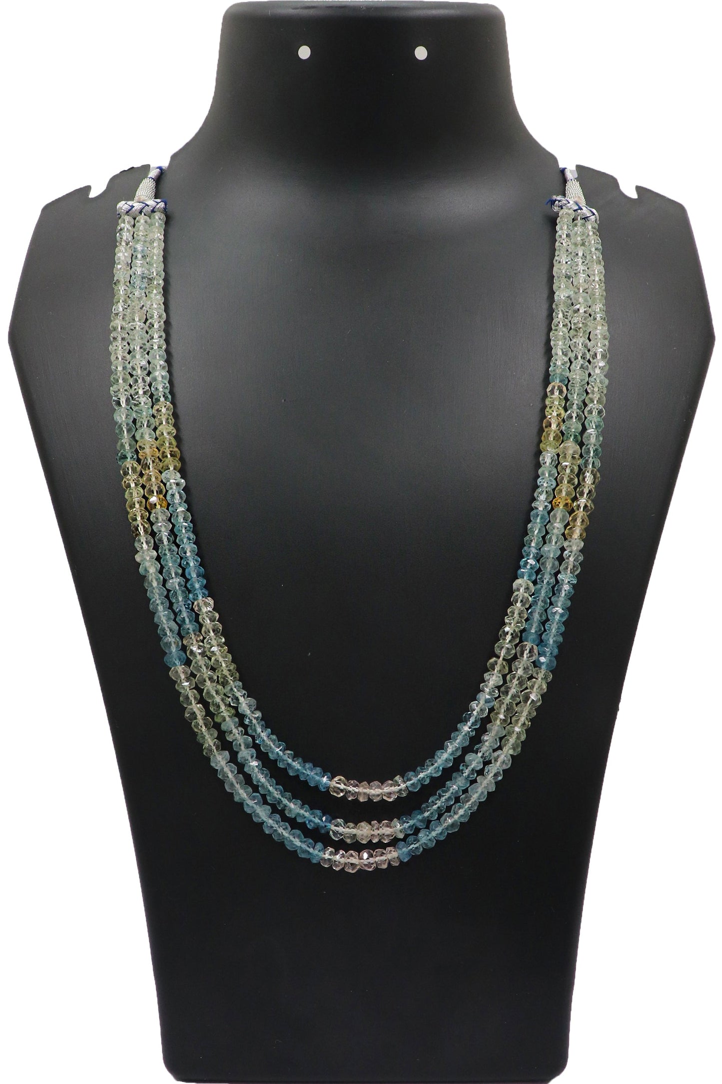 Shanta Necklace : AQUAMARINE Gemstone Multi Layer Necklace - SurabhiJewels