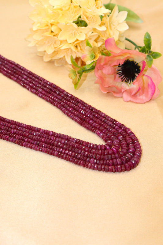 Shubhra Necklace : Luxurious Multi - Strand RUBY Gemstone Necklace with Vibrant Statement of Glamour - SurabhiJewels