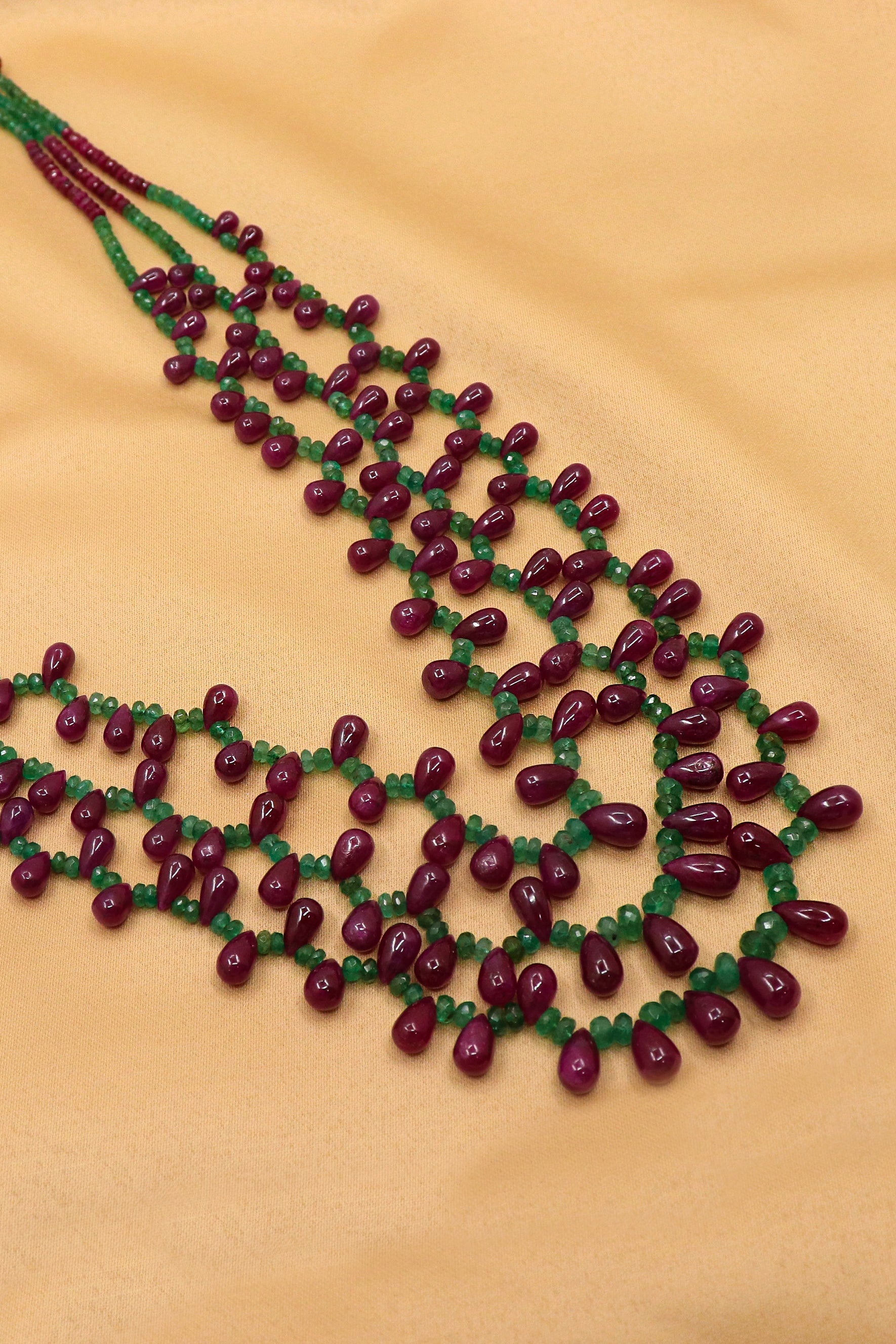 Sundari Necklace - RUBY - EMERALD Royal Necklace - SurabhiJewels