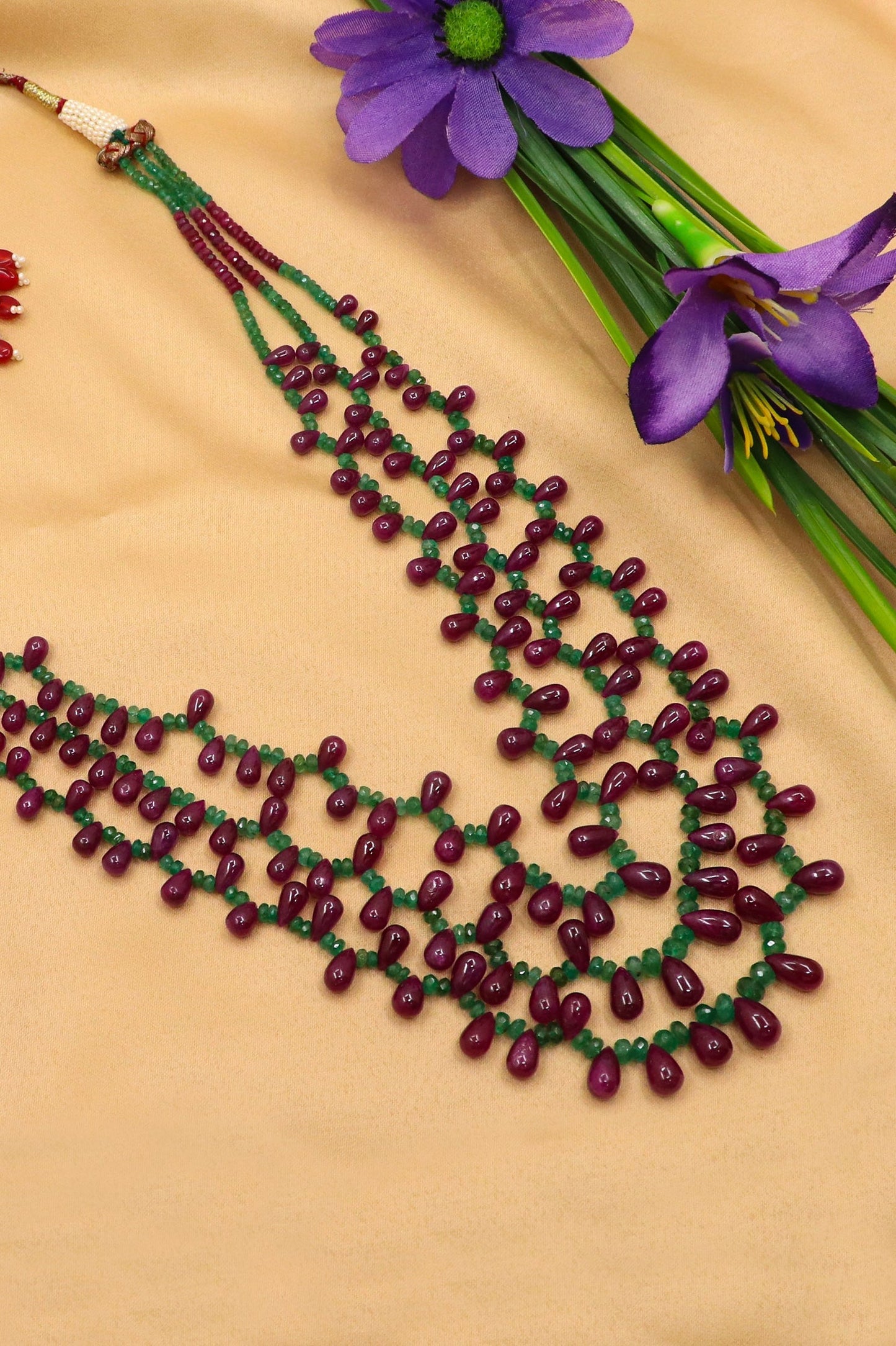 Sundari Necklace - RUBY - EMERALD Royal Necklace - SurabhiJewels