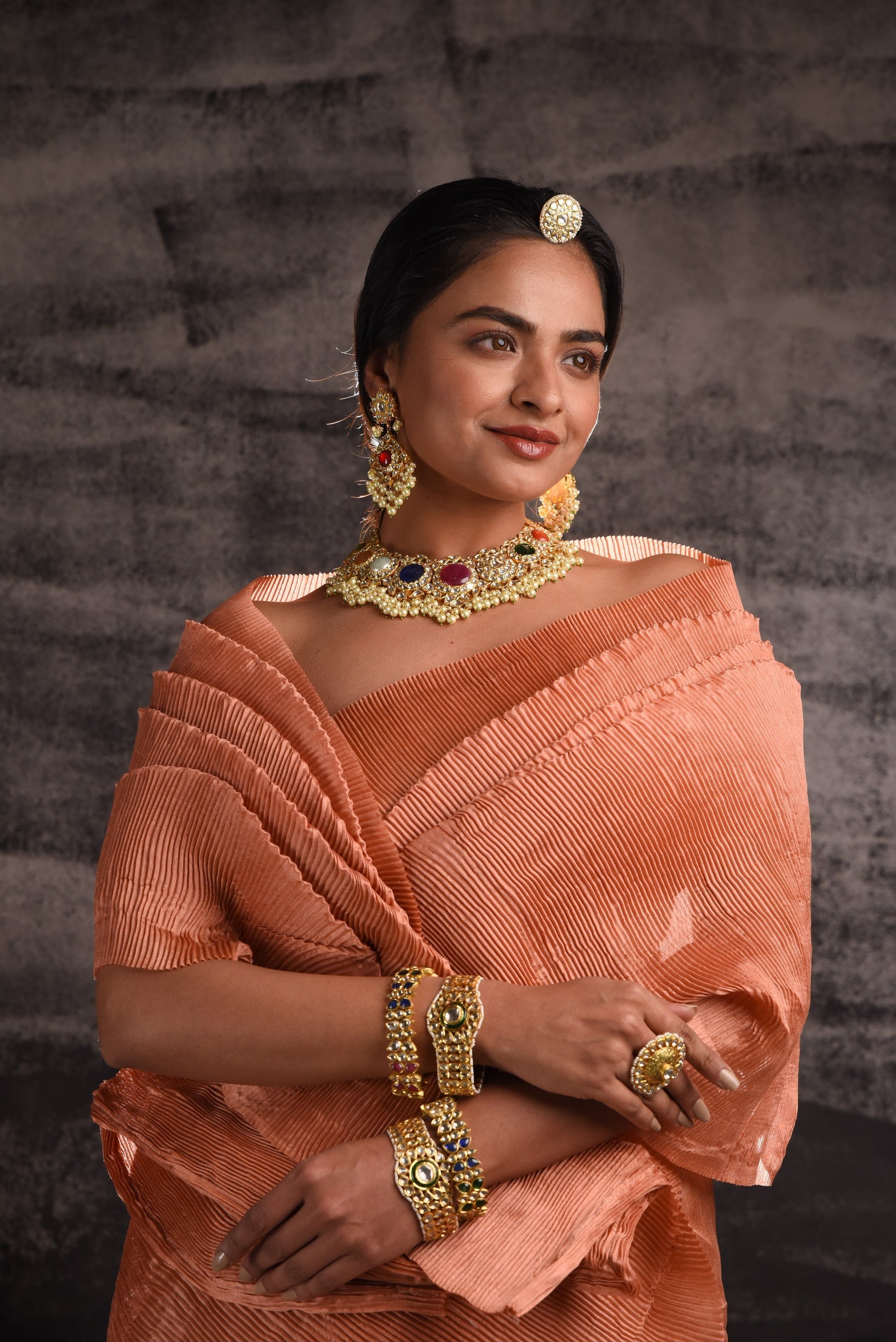 Treasured Pearls Bracelet Set 18kt Gold Uncut Diamonds - SurabhiJewels