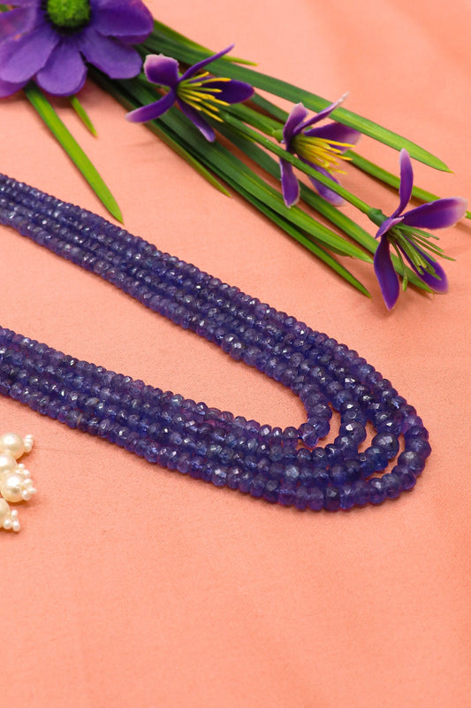 Vasudhara Necklace : Multi - Strands Tanzanite Gemstone Necklace Featuring a Cascade of Adding a Touch of Royalty - SurabhiJewels