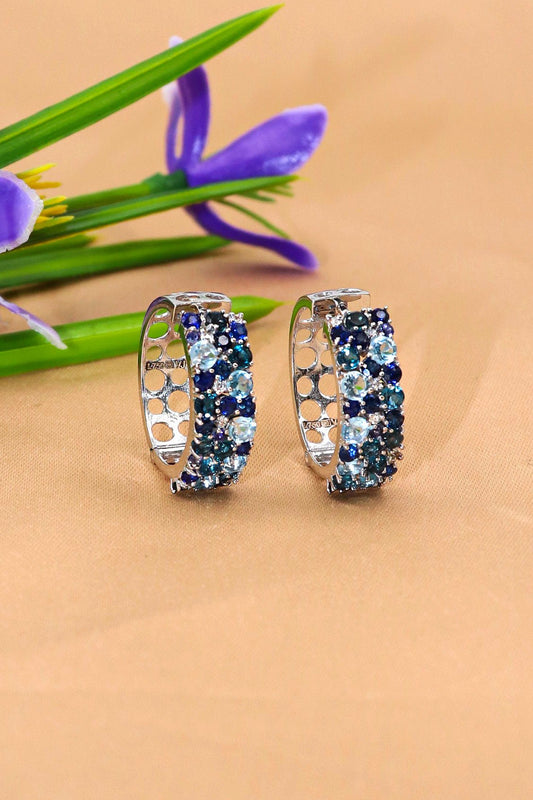 White Gold With Diamonds and Semi Precious Gemstones Earring Jewelry - SurabhiJewels